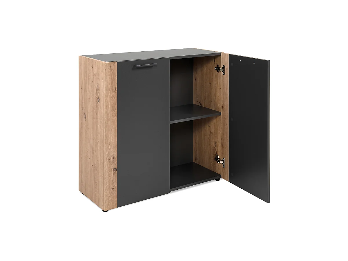 LUMA 2-door sideboard in grey and oak finish, 89 cm wide