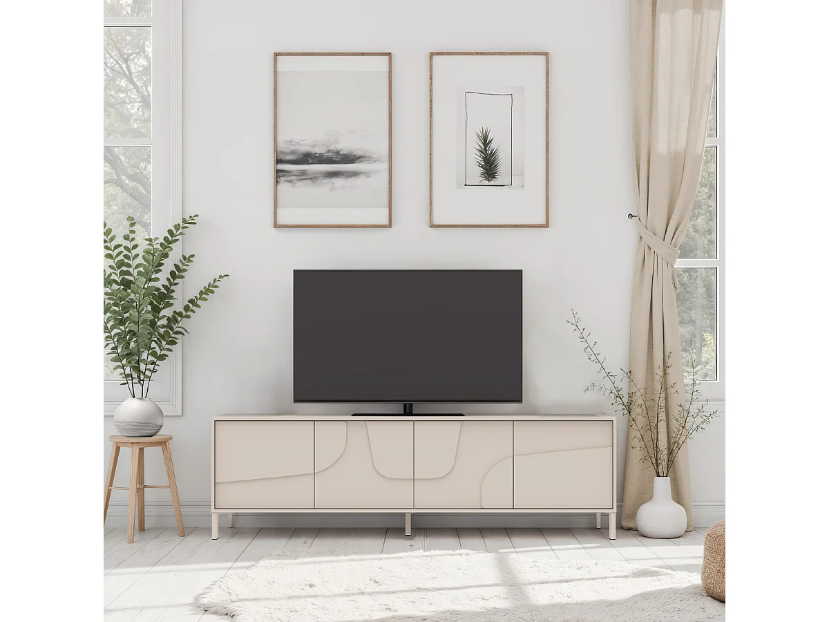 Mobile TV con 4 ante decorate colore cashmere L 205 cm - TERRA