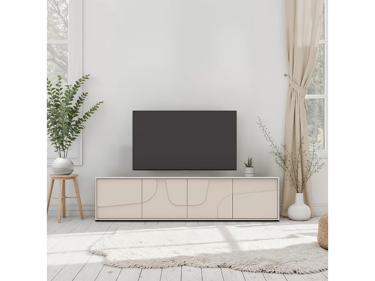 Mobile TV con 4 ante decorate colore cashmere L 205 cm - TERRA