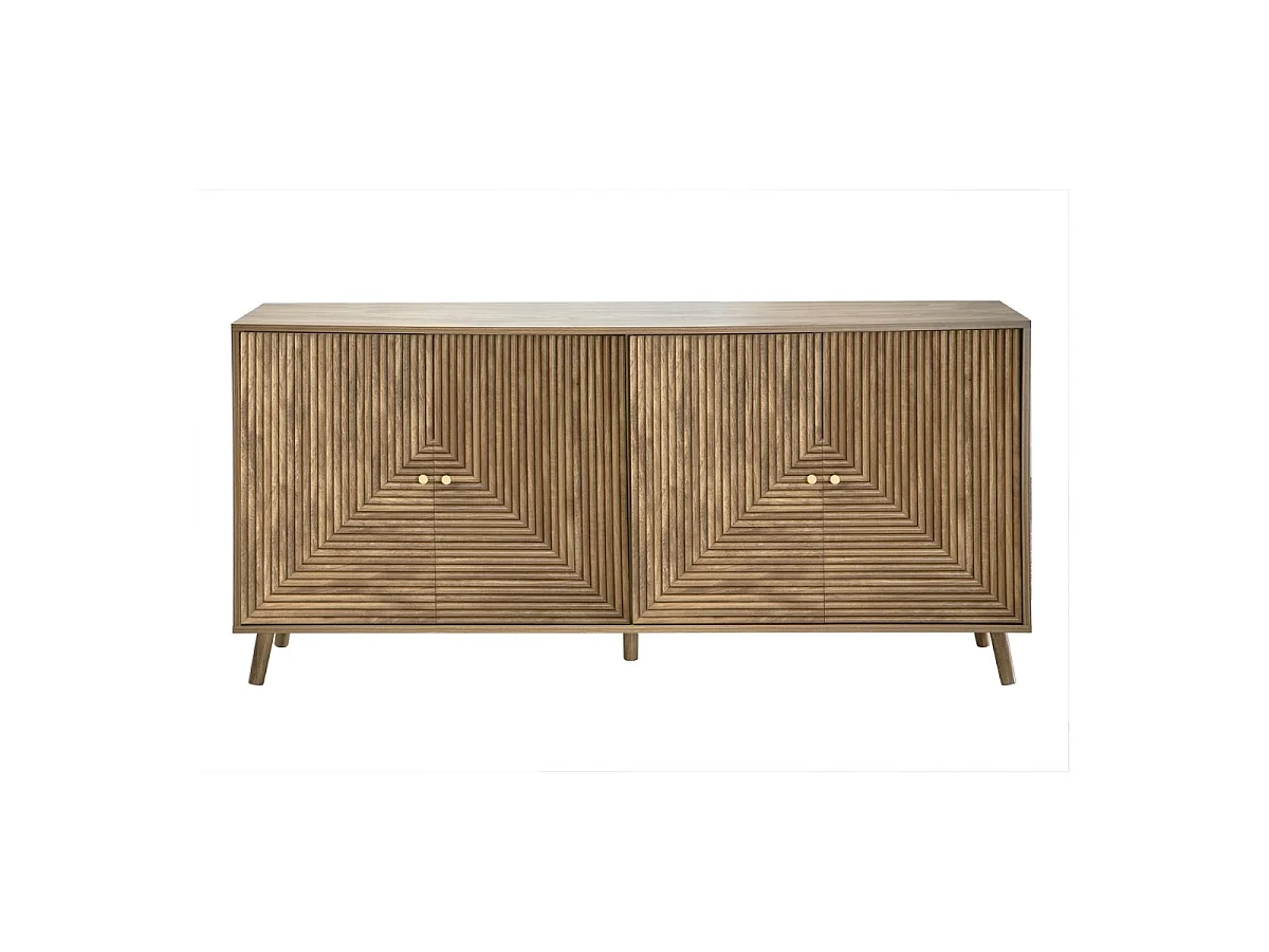 Buffet 4 portes façades lamellées L156 cm - EDEN