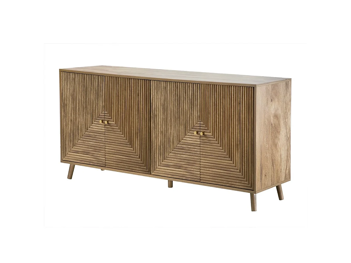 Buffet 4 portes façades lamellées L156 cm - EDEN