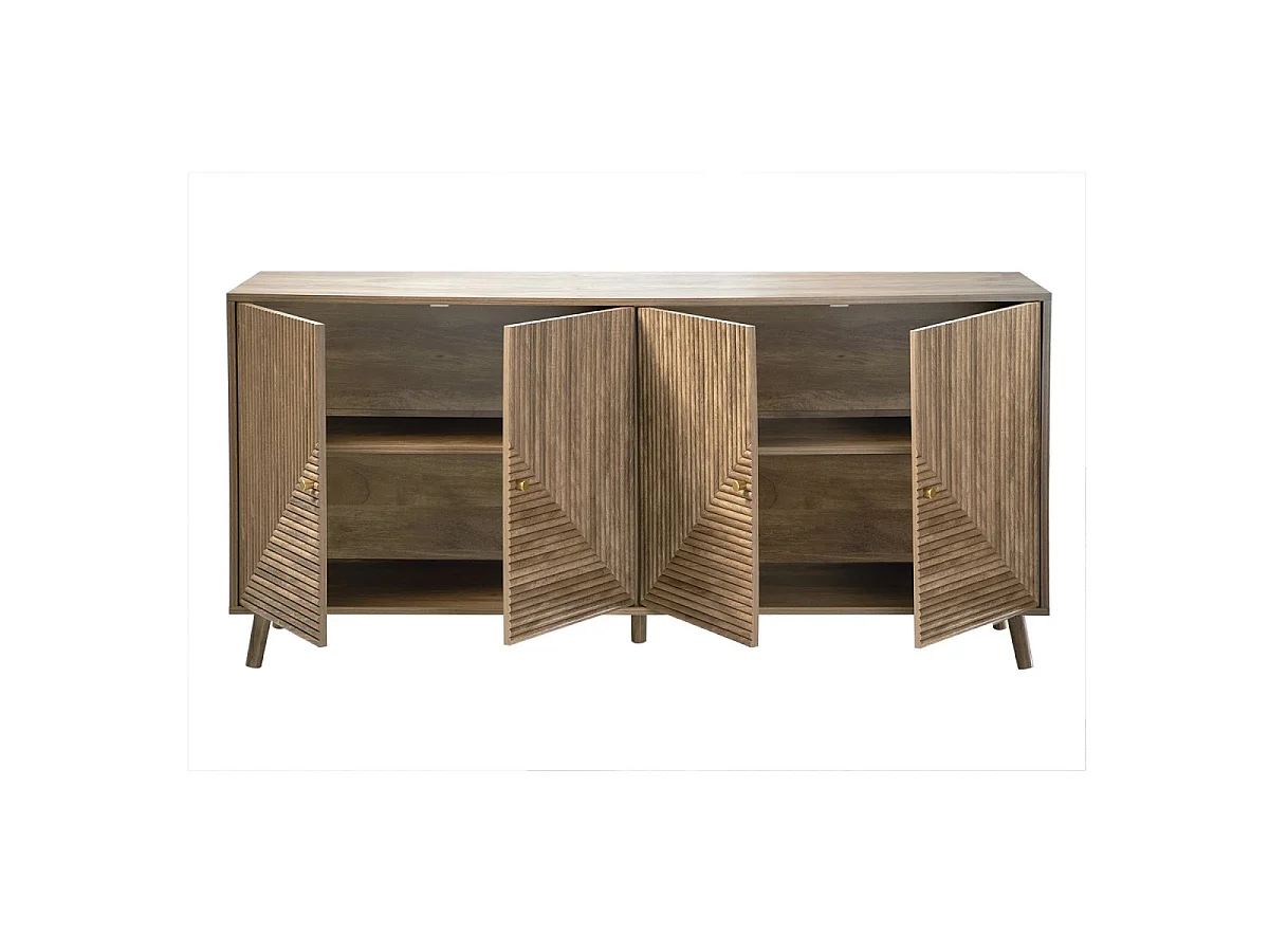 Buffet 4 portes façades lamellées L156 cm - EDEN