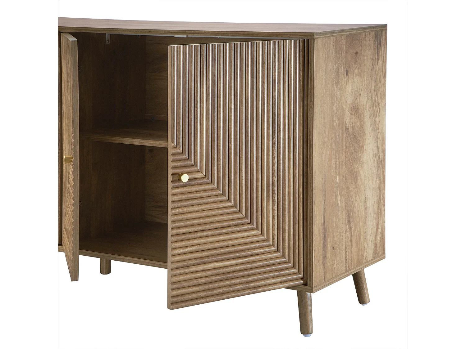 Buffet 4 portes façades lamellées L156 cm - EDEN