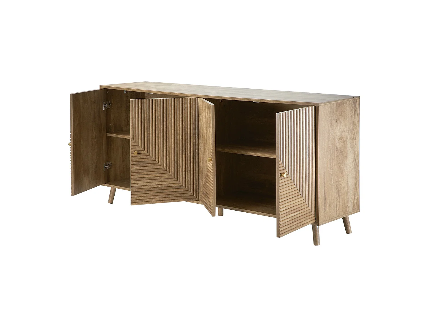 Buffet 4 portes façades lamellées L156 cm - EDEN