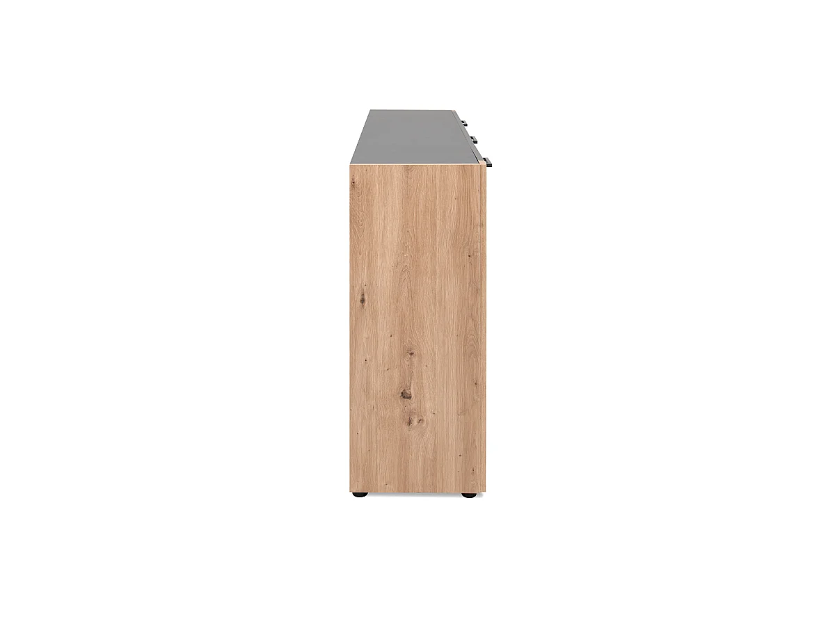Dressoir met 4 deuren, 1 lade in antracietgrijs en ambachtelijk eiken L162 cm - LUMA