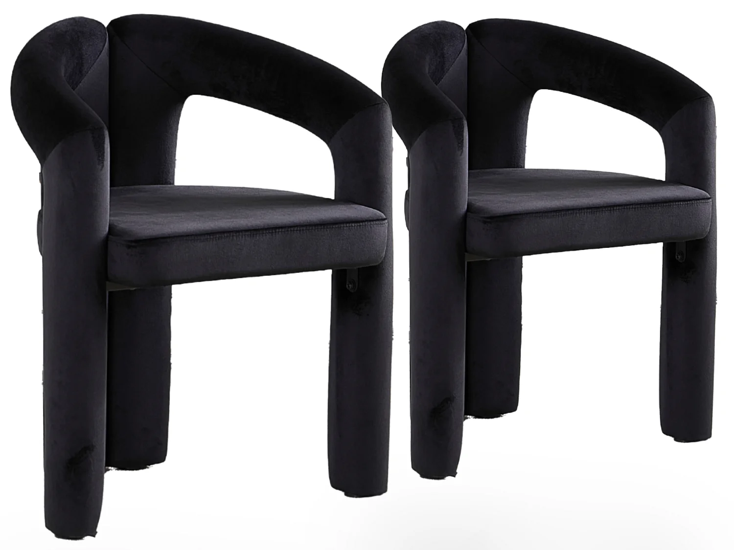 Set van 2 gestoffeerde eetkamerstoelen met omsluitende rugleuning en geïntegreerde armleuningen
