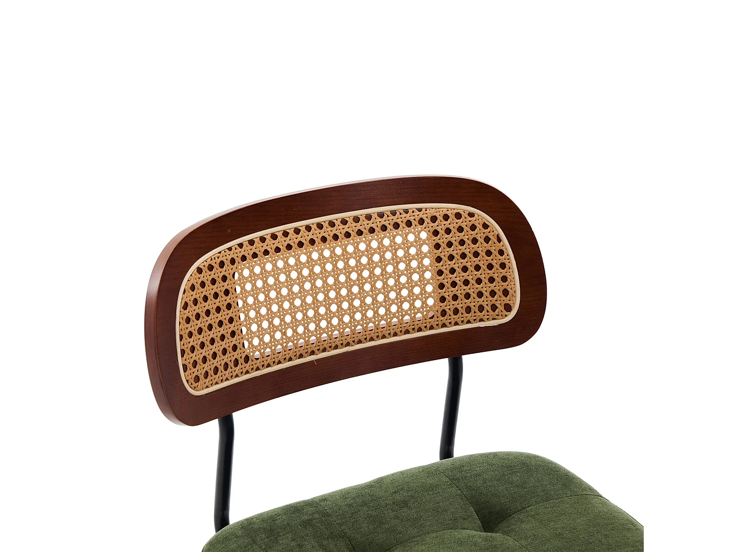 Set van 2 draaibare eetkamerstoelen met gevlochten rug en chenille zitting