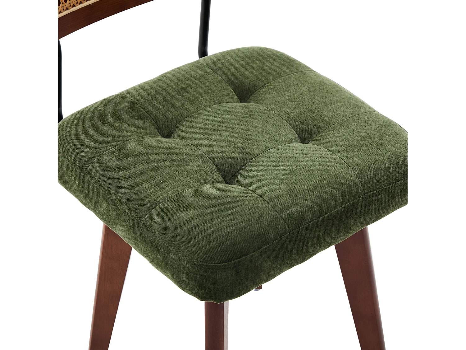 Set van 2 draaibare eetkamerstoelen met gevlochten rug en chenille zitting