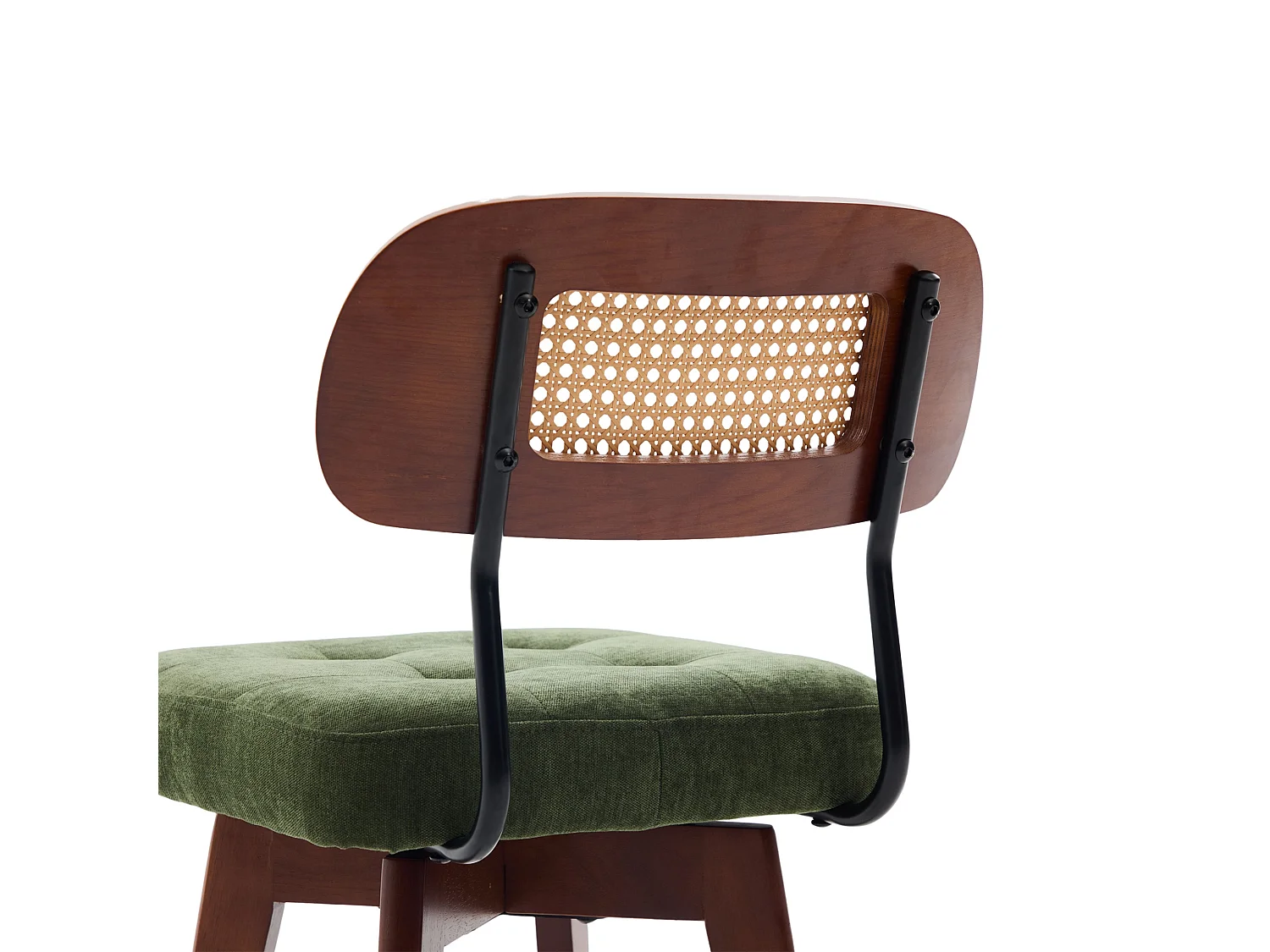 Set van 2 draaibare eetkamerstoelen met gevlochten rug en chenille zitting