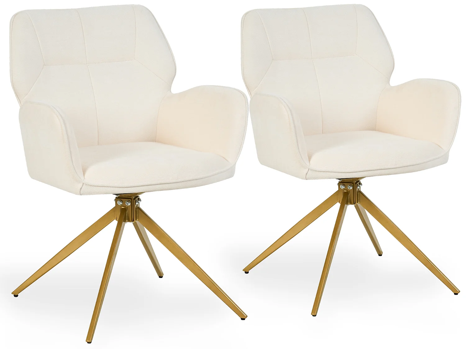 Set van 2 draaibare chenille eetkamerstoelen met omsluitende rug en armleuningen