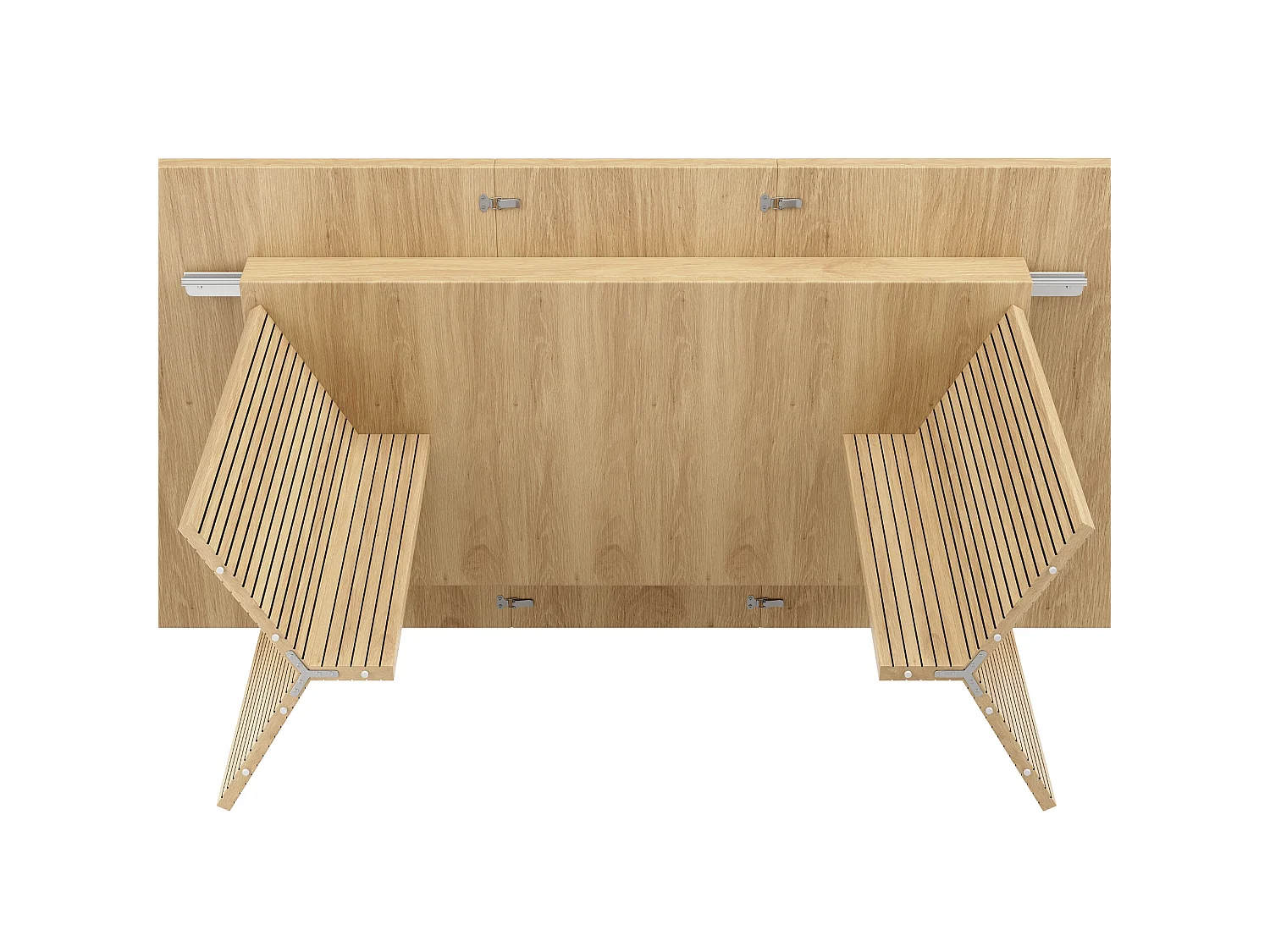 Rechthoekige uitschuifbare eettafel met geribbelde V poten voor 4 tot 6 personen 120 tot 160 cm