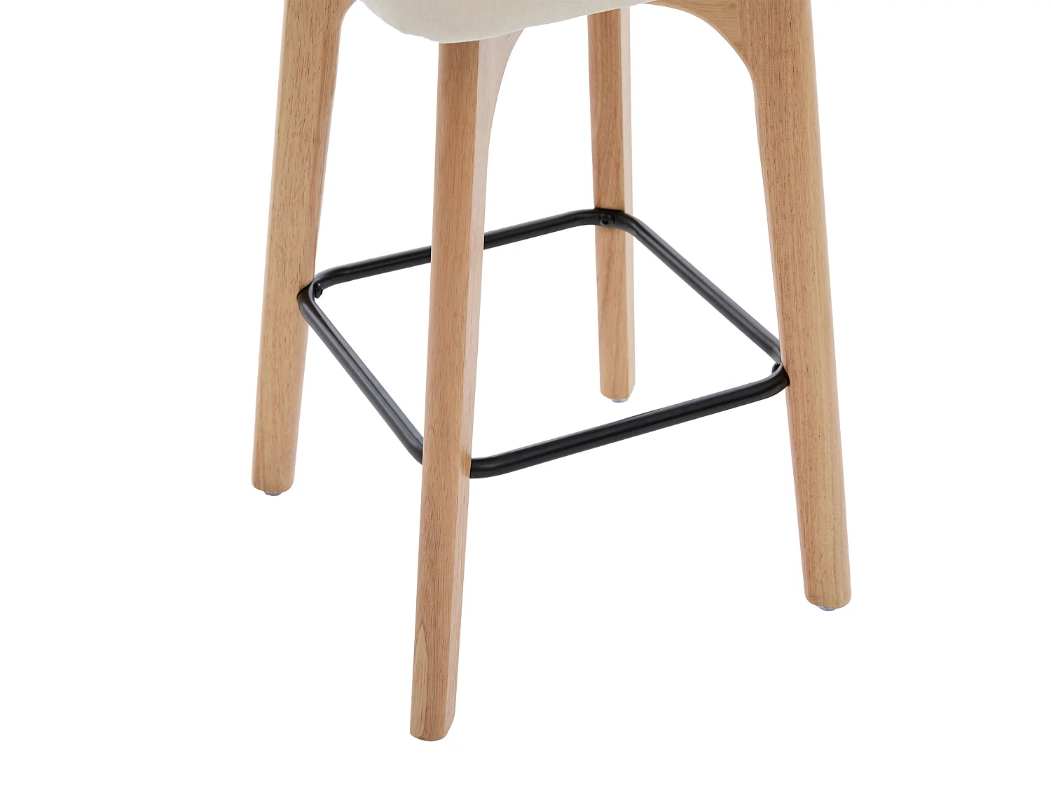Lot de 2 tabourets de bar pivotants avec dossier cannage assise chenille et pieds bois