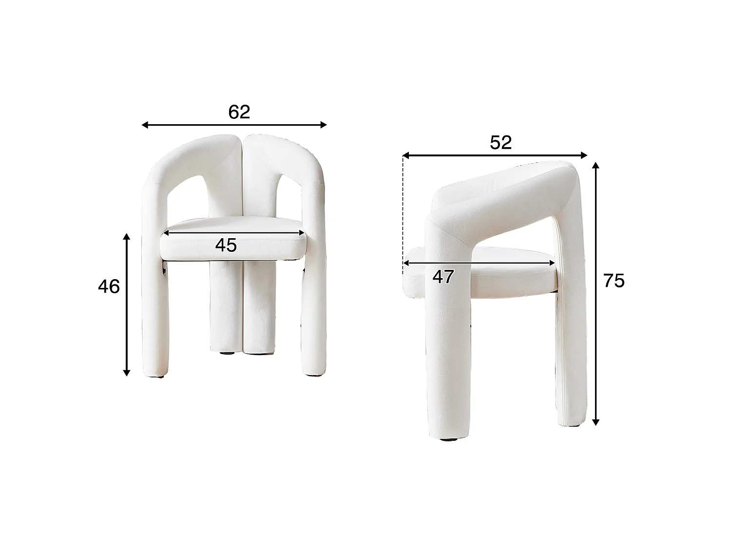 Set van 2 gestoffeerde eetkamerstoelen met omsluitende rugleuning en geïntegreerde armleuningen