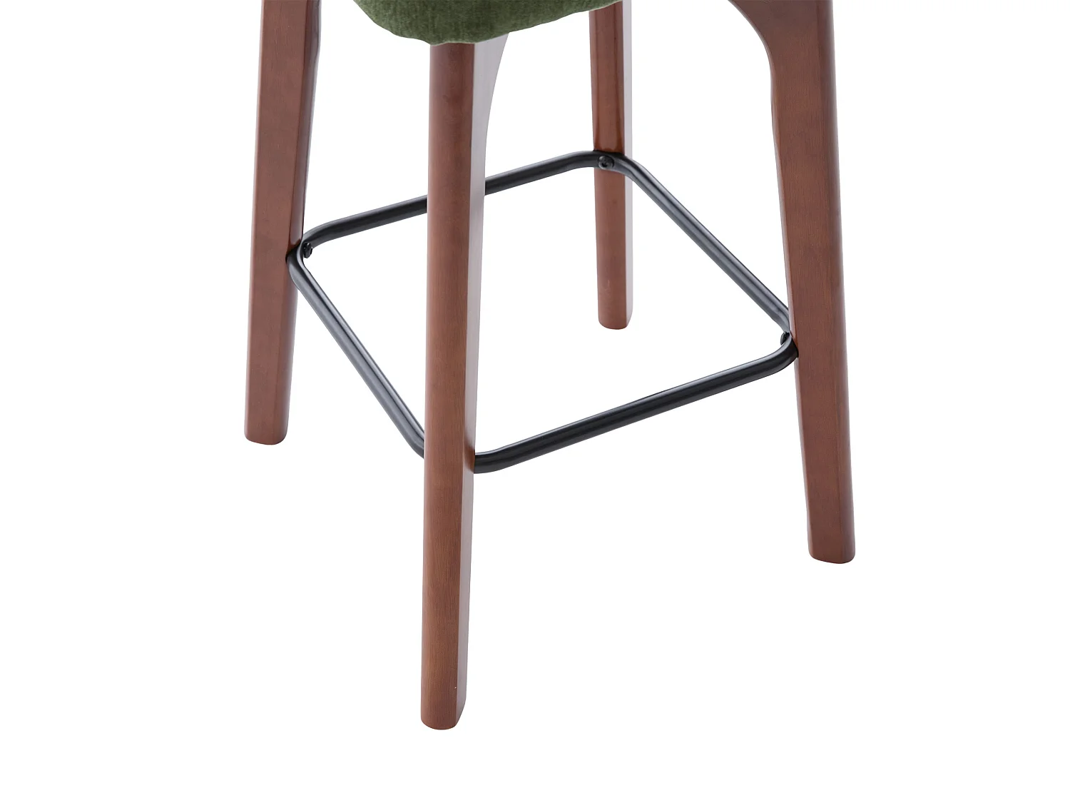 Lot de 2 tabourets de bar pivotants avec dossier cannage assise chenille et pieds bois