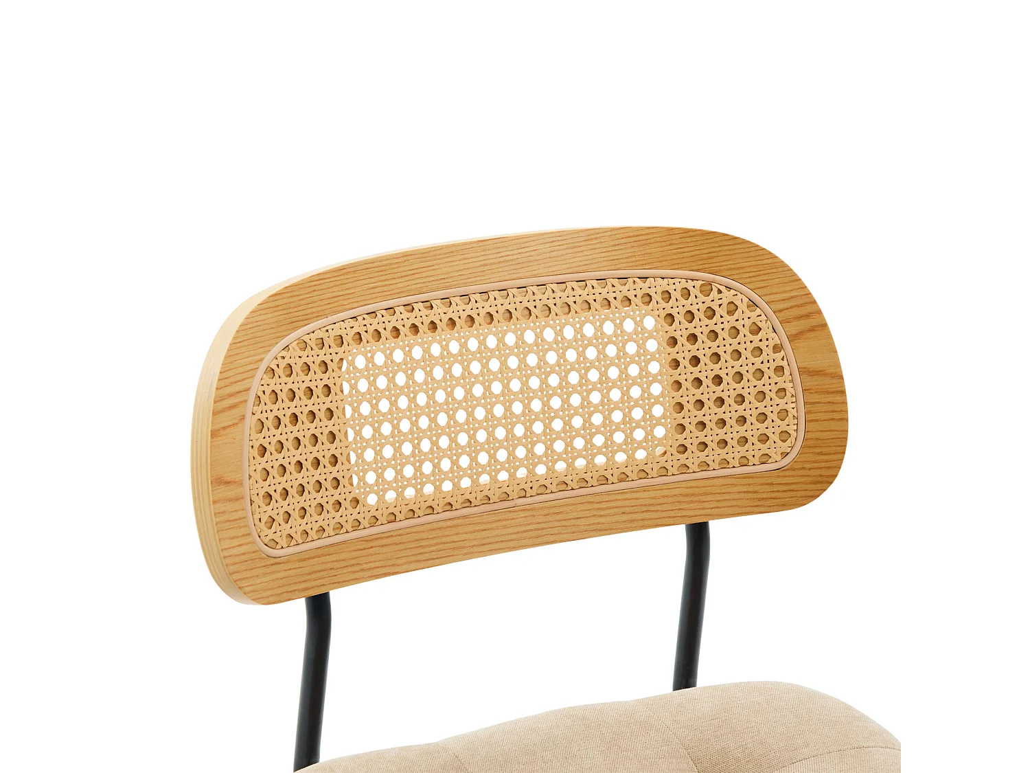 Set van 2 draaibare eetkamerstoelen met gevlochten rug en chenille zitting