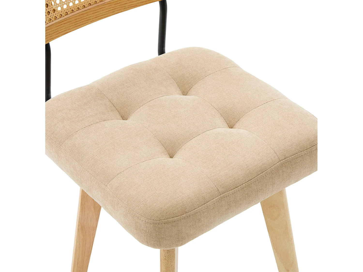 Set van 2 draaibare eetkamerstoelen met gevlochten rug en chenille zitting