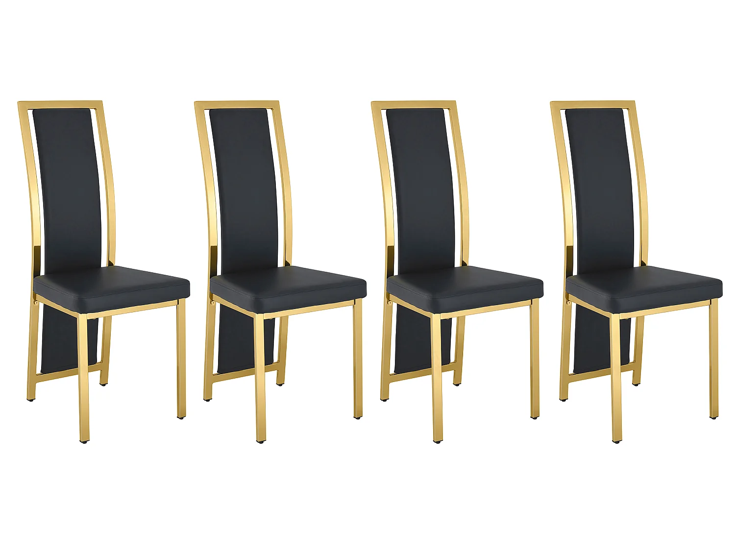 Eetkamerstoelen als set van 2 of 4 met hoge rugleuning en metalen frame