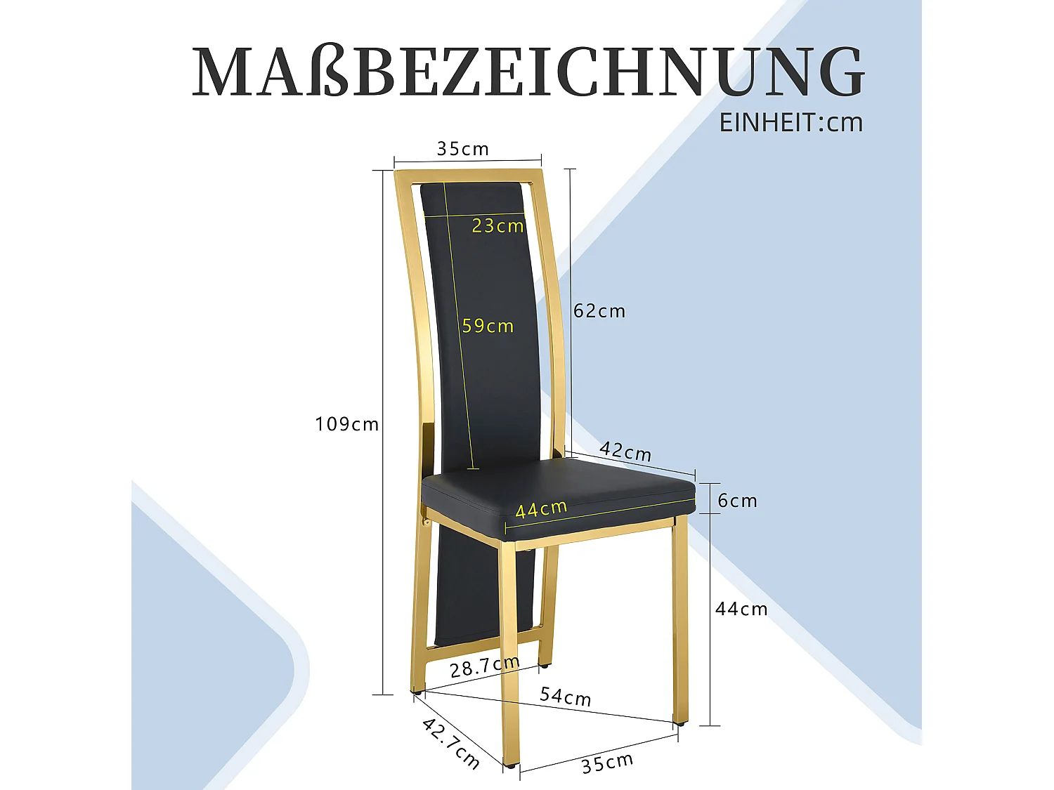 Eetkamerstoelen als set van 2 of 4 met hoge rugleuning en metalen frame