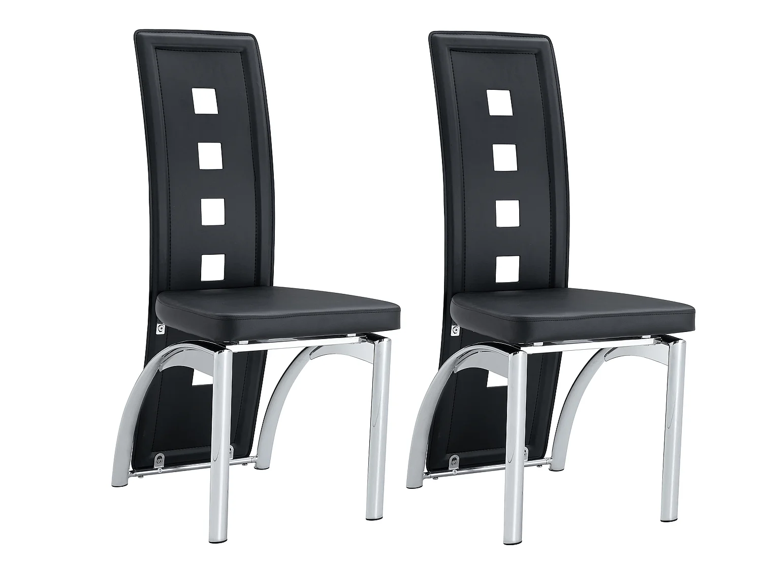 Set van 2 eetkamerstoelen met hoge geometrische rugleuning en metalen poten
