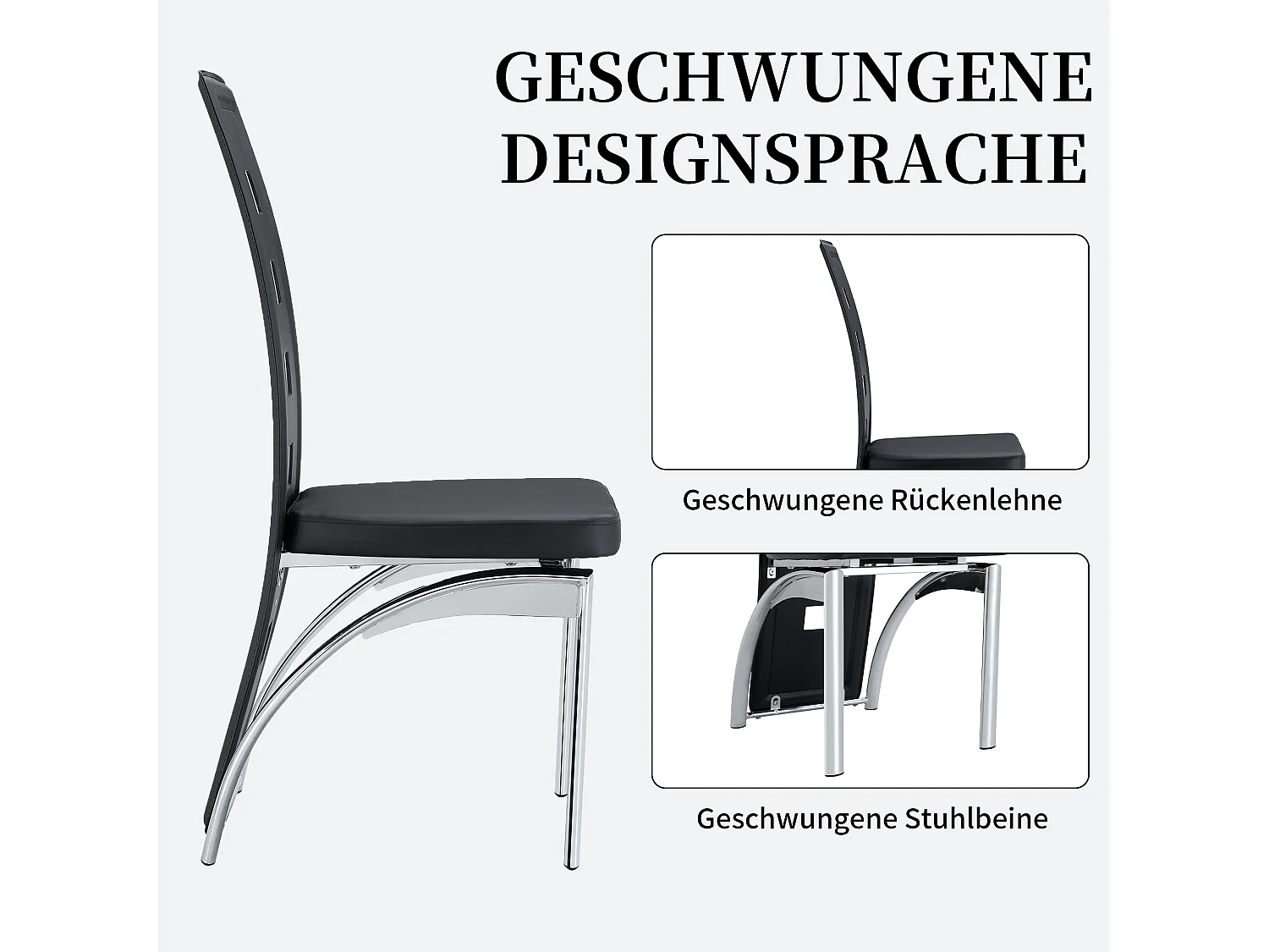 Set van 2 eetkamerstoelen met hoge geometrische rugleuning en metalen poten