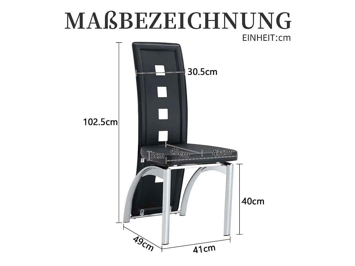 Set van 2 eetkamerstoelen met hoge geometrische rugleuning en metalen poten