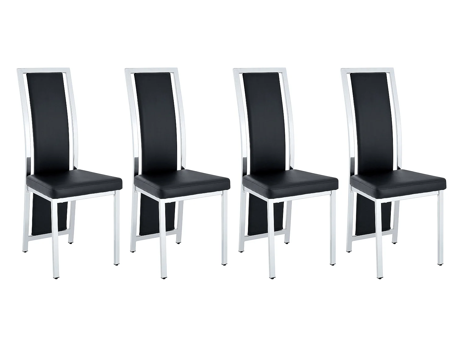 Eetkamerstoelen als set van 2 of 4 met hoge rugleuning en metalen frame