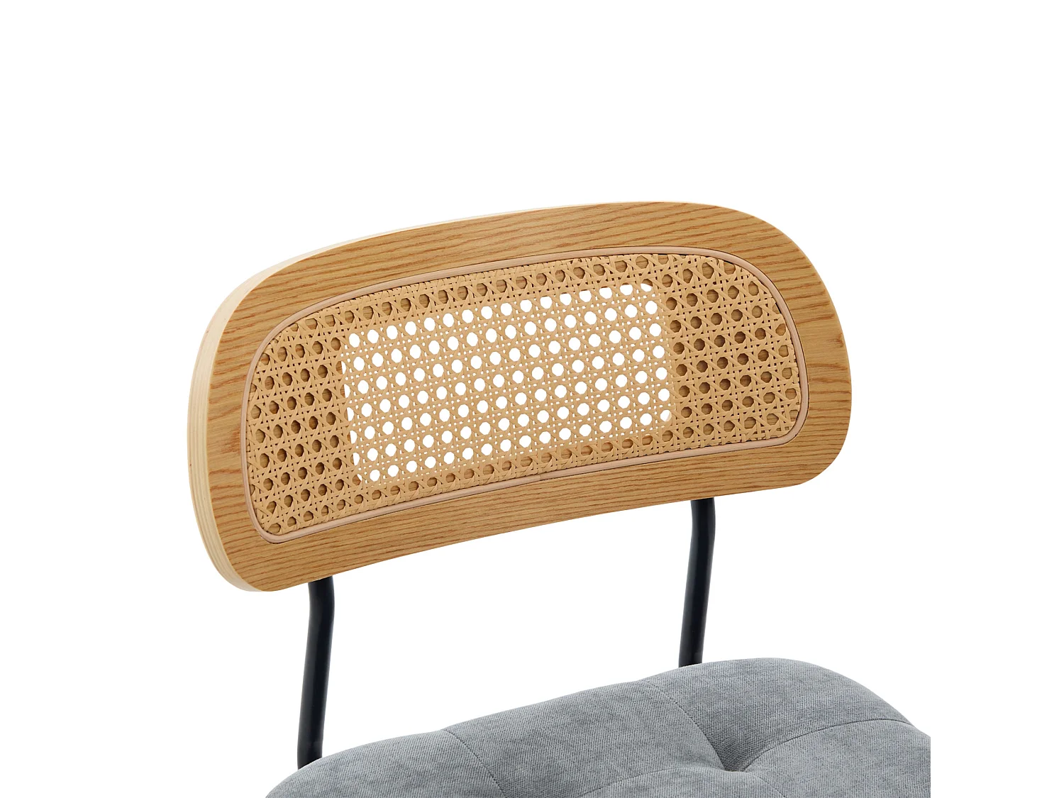 Set van 2 draaibare eetkamerstoelen met gevlochten rug en chenille zitting