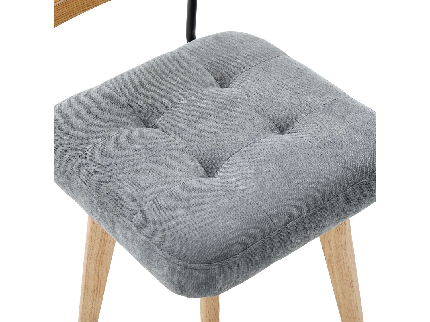 Set van 2 draaibare eetkamerstoelen met gevlochten rug en chenille zitting