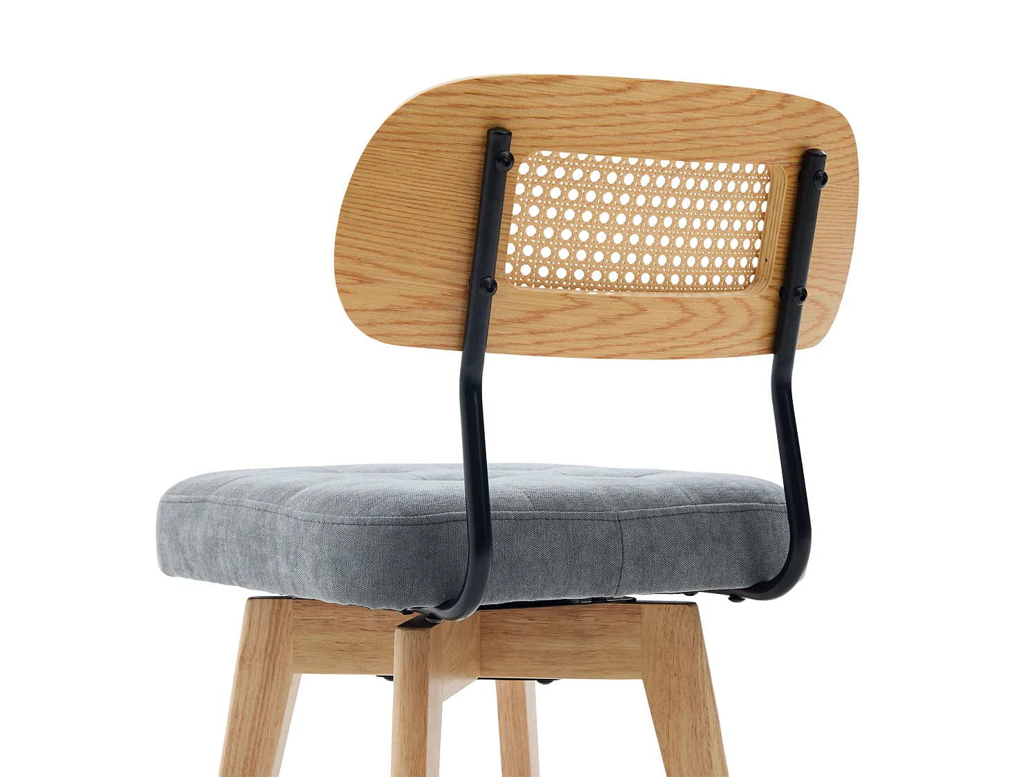 Set van 2 draaibare eetkamerstoelen met gevlochten rug en chenille zitting
