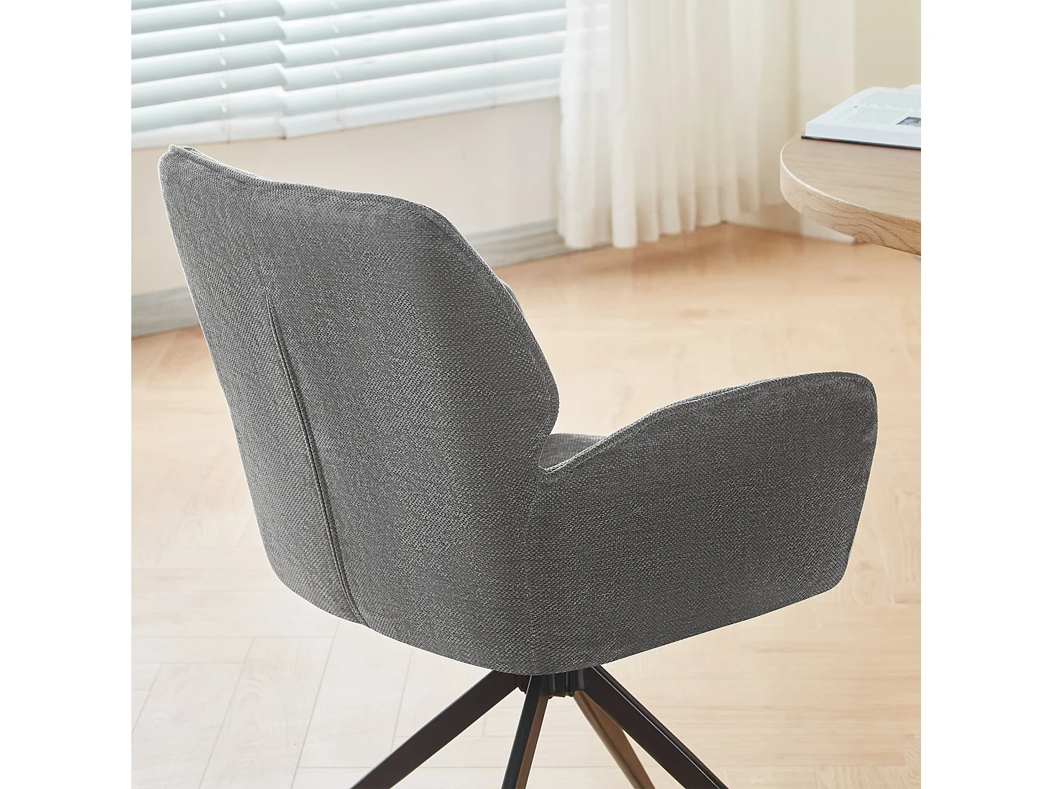 Lot de 2 chaises de salle à manger pivotantes en chenille avec dossier enveloppant