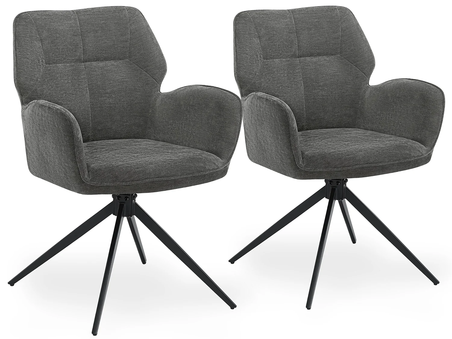 Lot de 2 chaises de salle à manger pivotantes en chenille avec dossier enveloppant