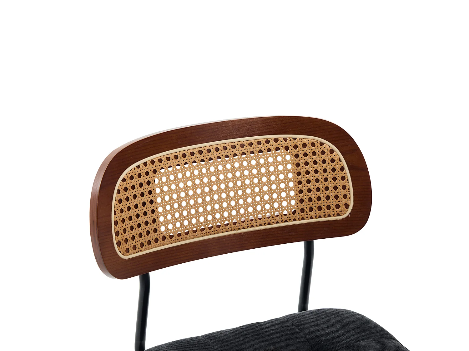 Set van 2 draaibare eetkamerstoelen met gevlochten rug en chenille zitting