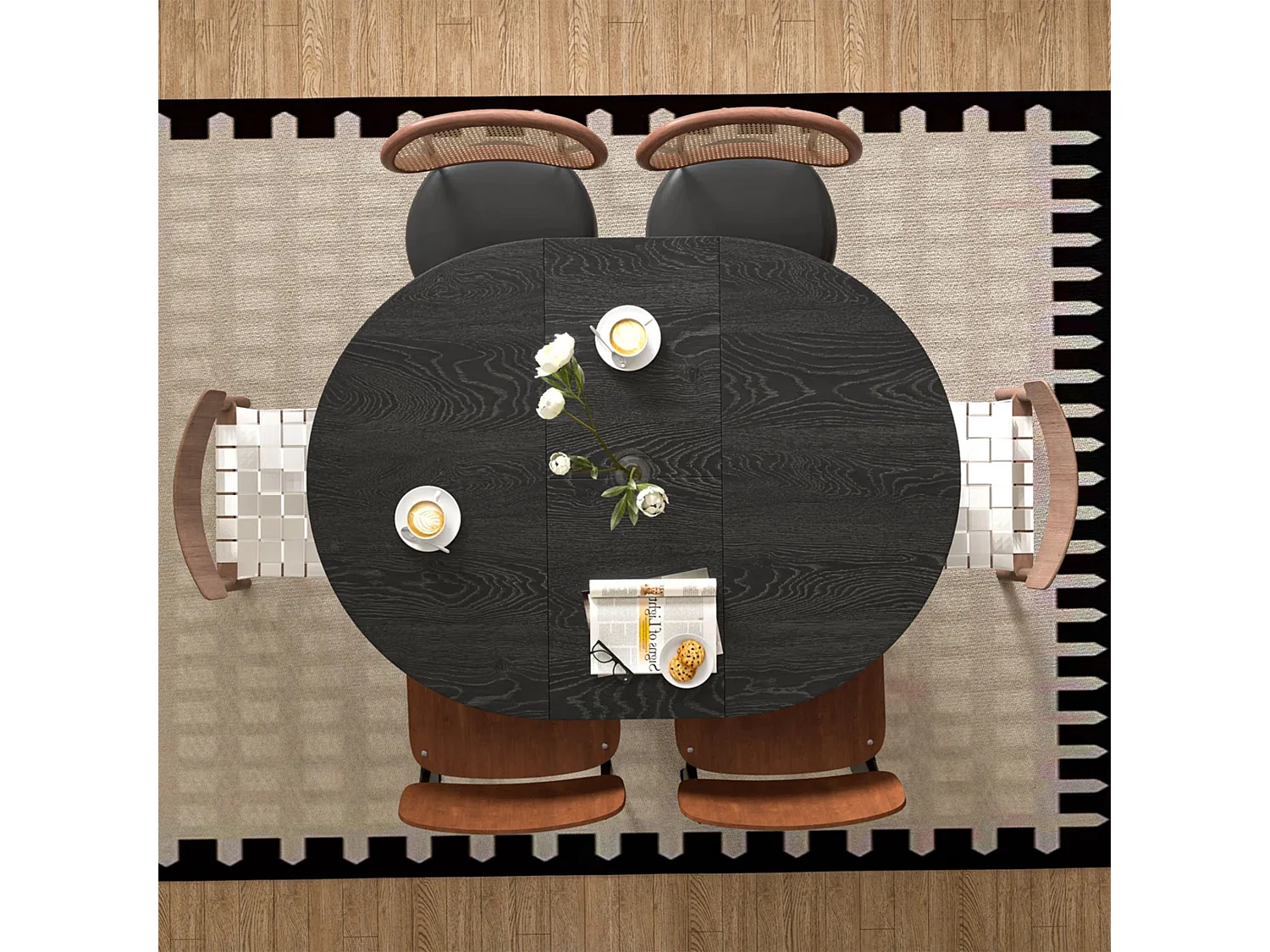 Tavolo da pranzo allungabile da rotondo a ovale con ripiano per 4 a 6 persone 110 a 150 cm