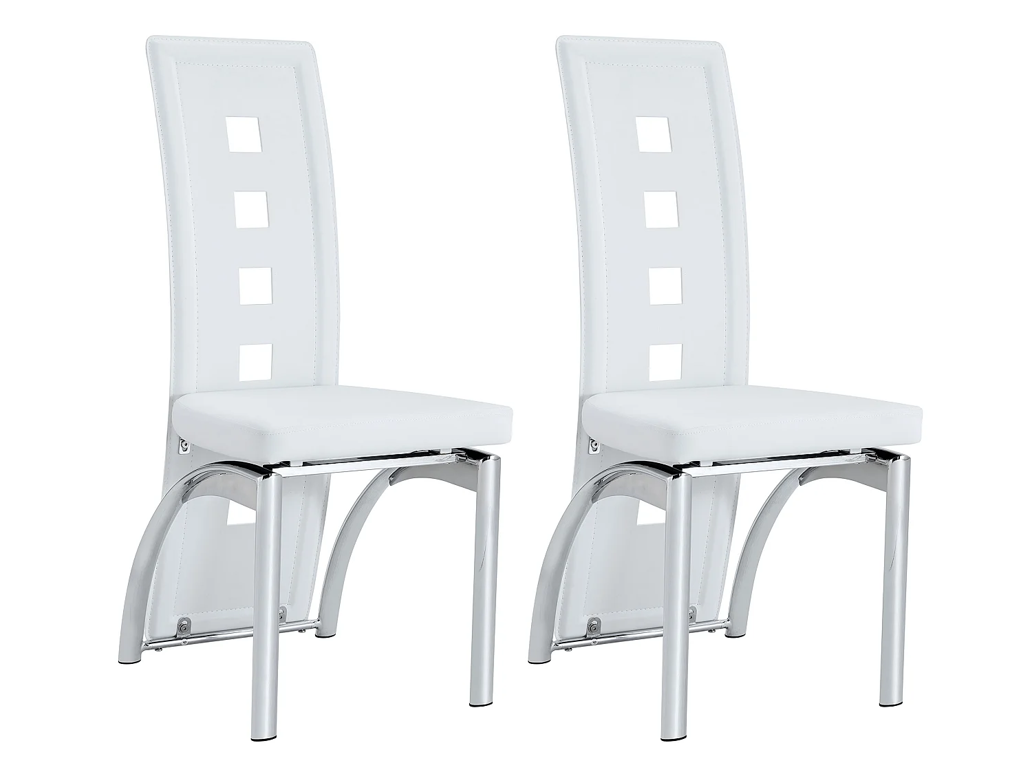 Lot de 2 chaises de salle à manger avec haut dossier géométrique et pieds en métal
