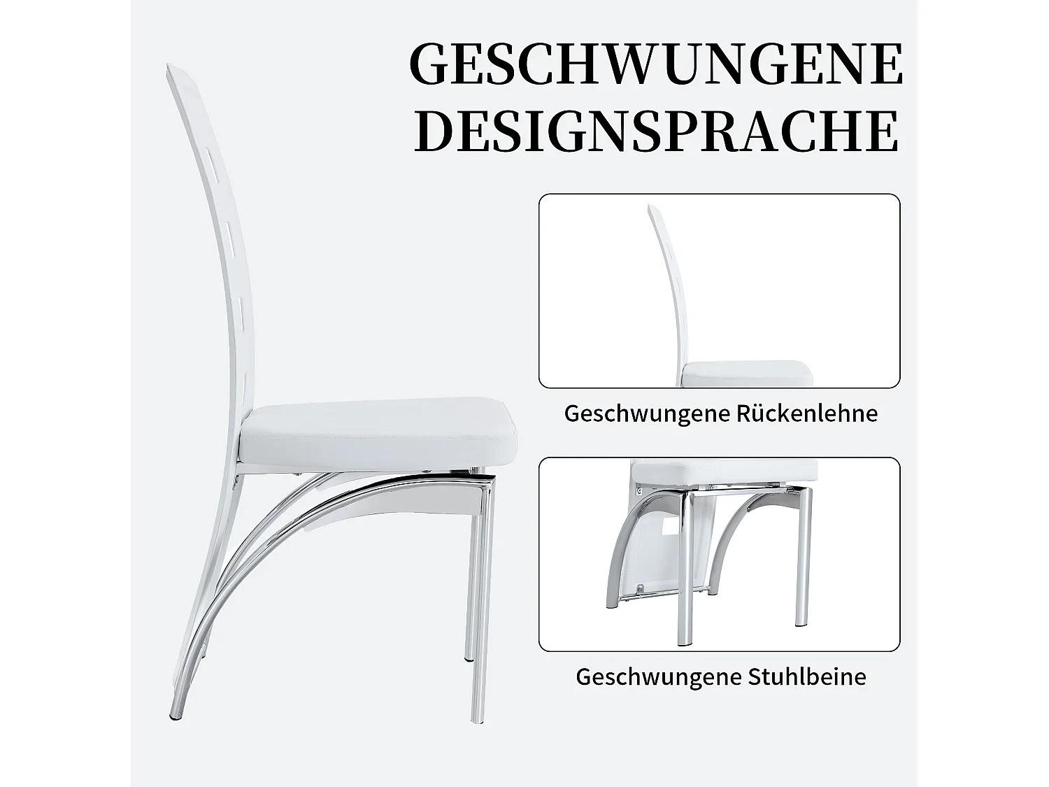 Lot de 2 chaises de salle à manger avec haut dossier géométrique et pieds en métal