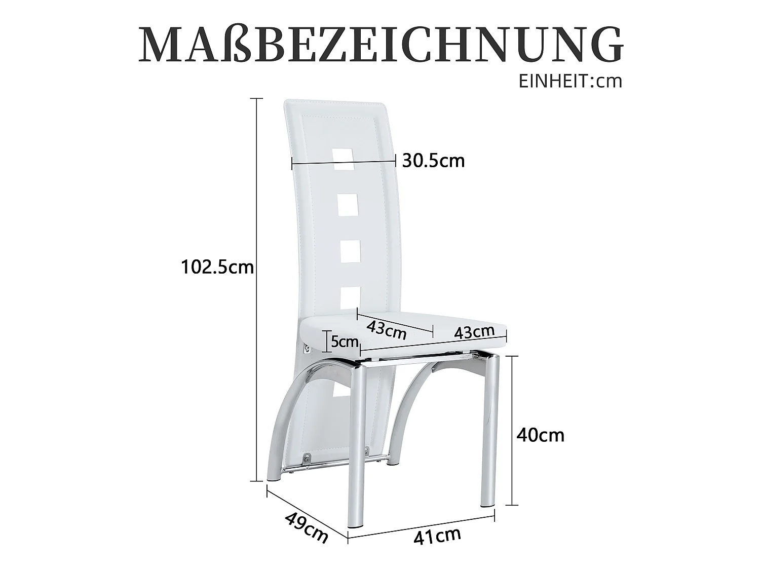 Lot de 2 chaises de salle à manger avec haut dossier géométrique et pieds en métal