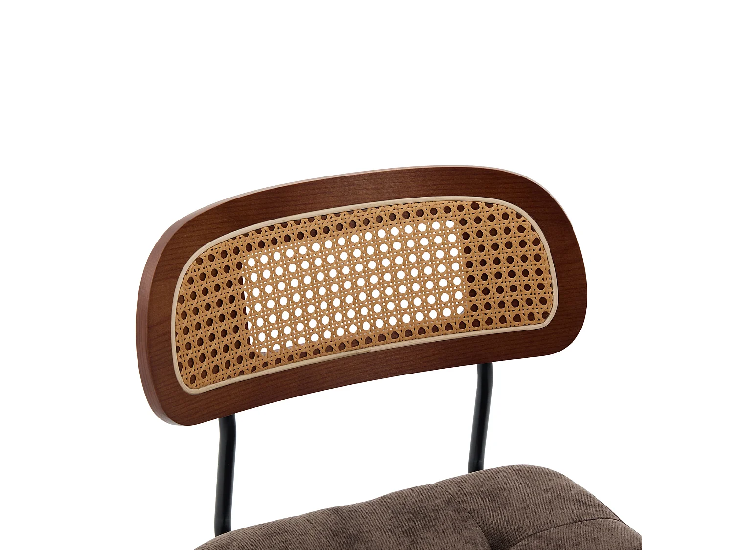 Set van 2 draaibare eetkamerstoelen met gevlochten rug en chenille zitting