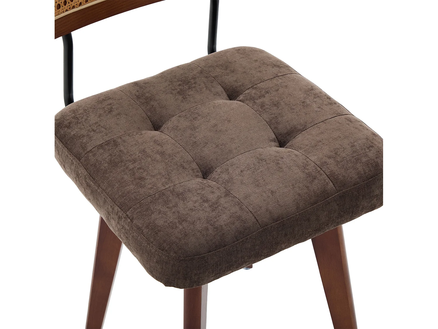 Set van 2 draaibare eetkamerstoelen met gevlochten rug en chenille zitting