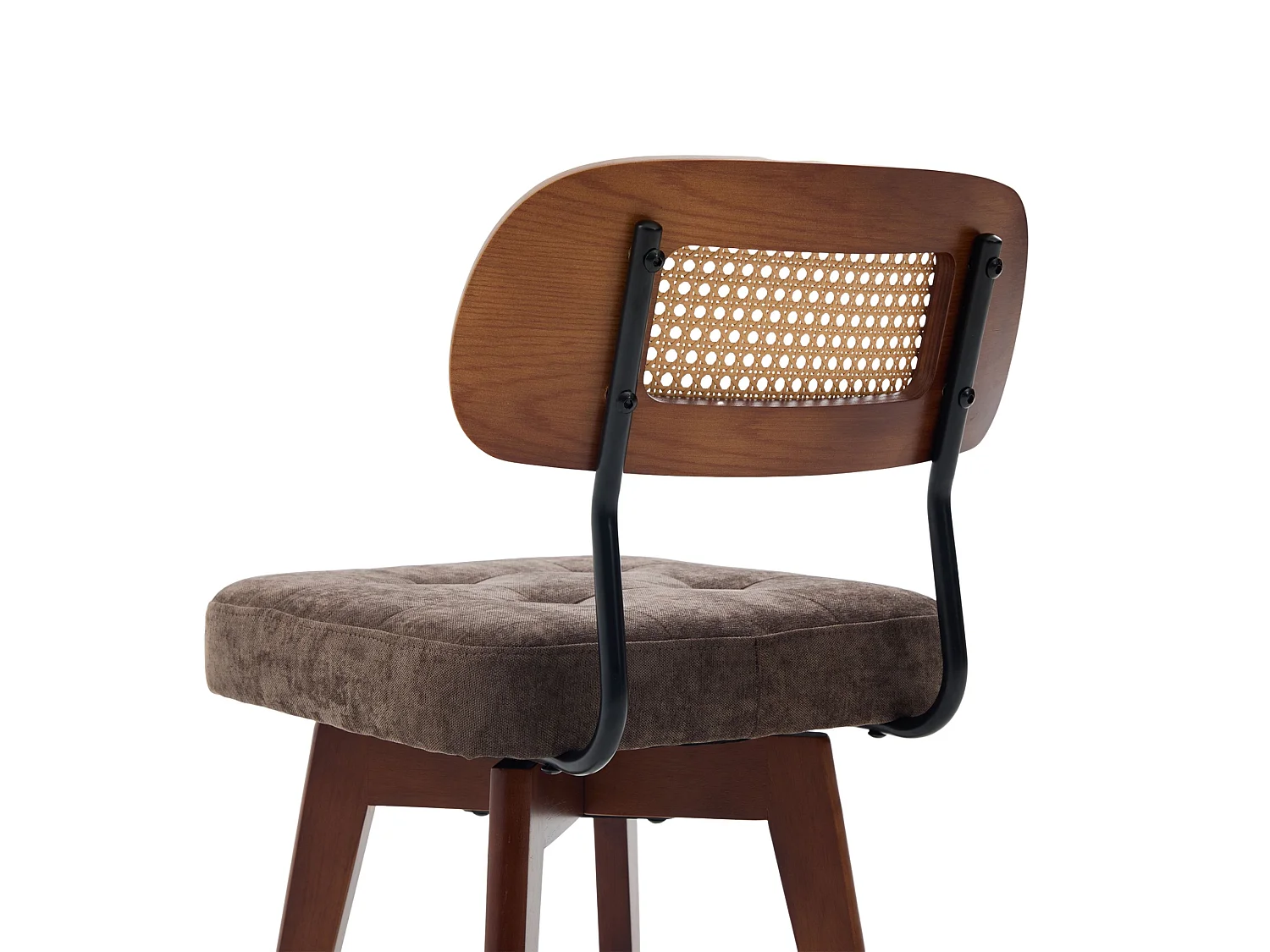 Set van 2 draaibare eetkamerstoelen met gevlochten rug en chenille zitting