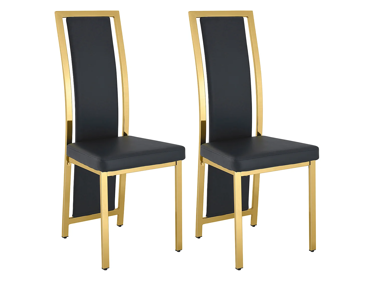 Eetkamerstoelen als set van 2 of 4 met hoge rugleuning en metalen frame