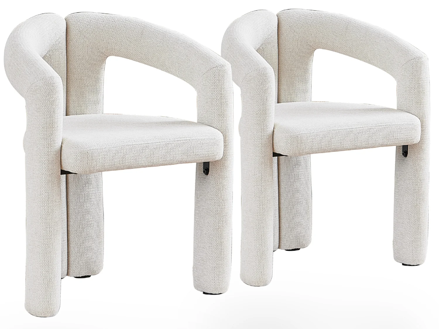Set van 2 gestoffeerde eetkamerstoelen met omsluitende rugleuning en geïntegreerde armleuningen