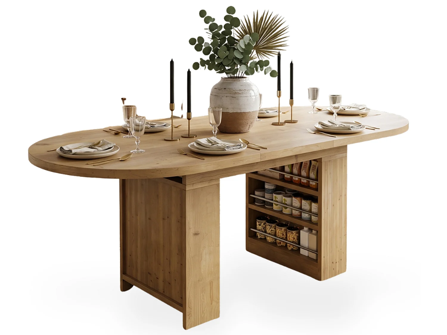 Table à manger extensible avec rangement des deux côtés pour 6 à 8 personnes 150 à 200 cm