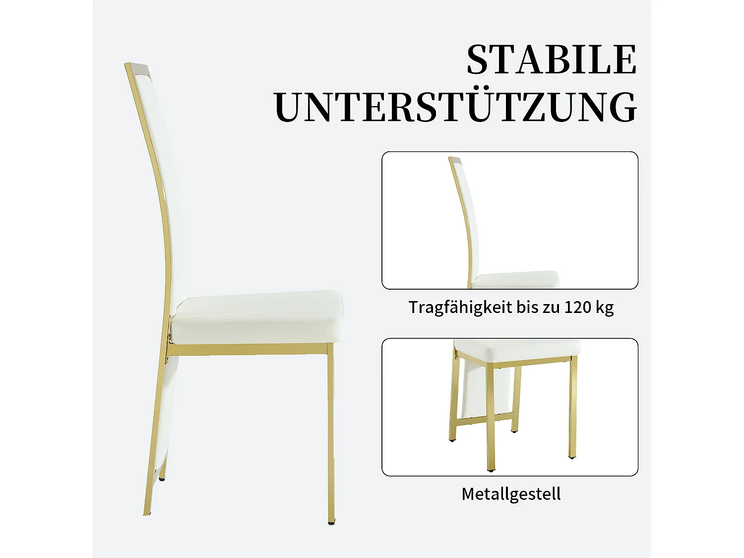 Eetkamerstoelen als set van 2 of 4 met hoge rugleuning en metalen frame