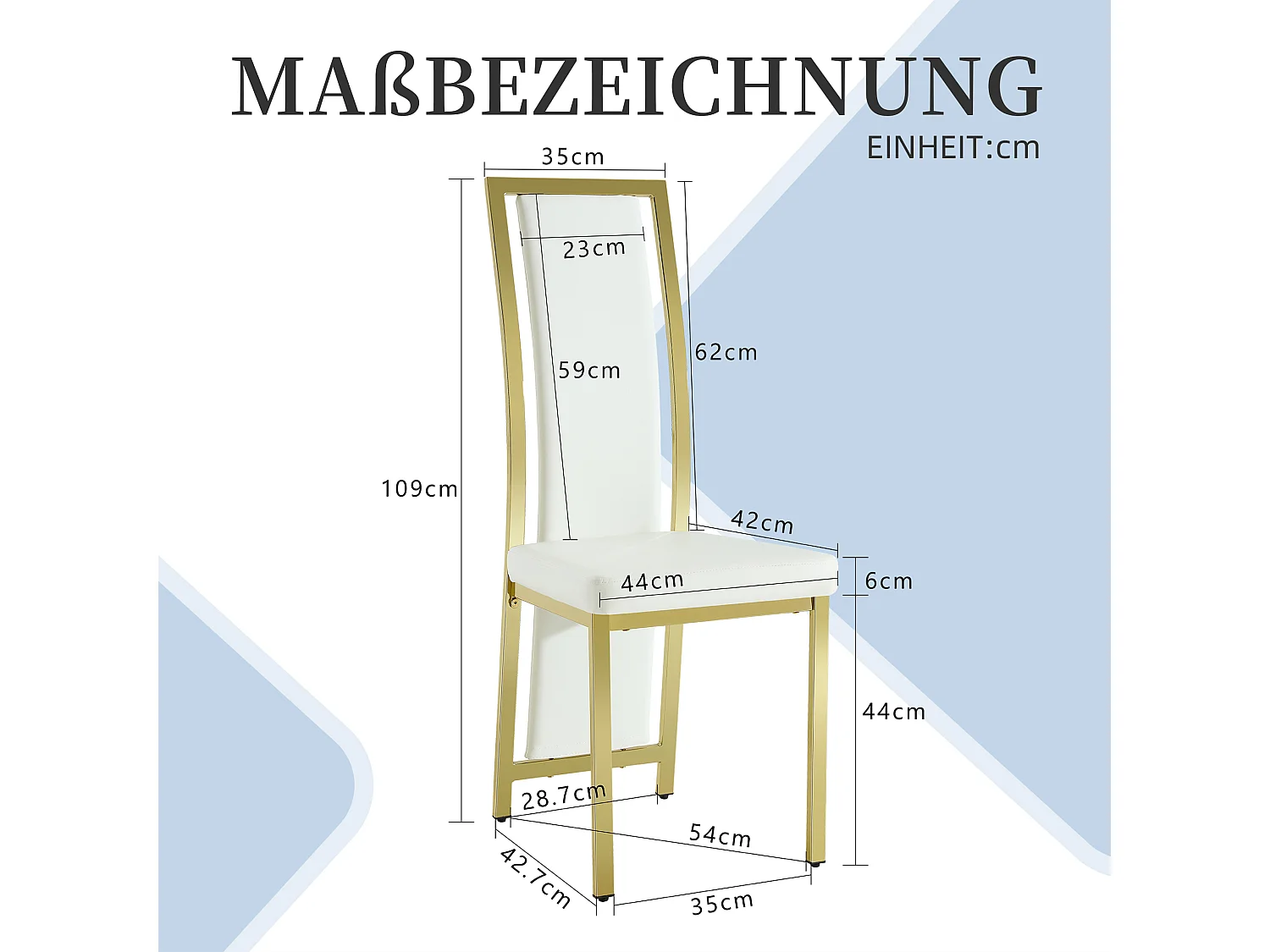 Eetkamerstoelen als set van 2 of 4 met hoge rugleuning en metalen frame