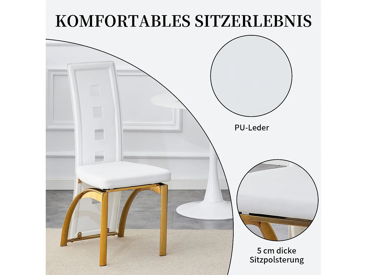 Set van 2 eetkamerstoelen met hoge geometrische rugleuning en metalen poten