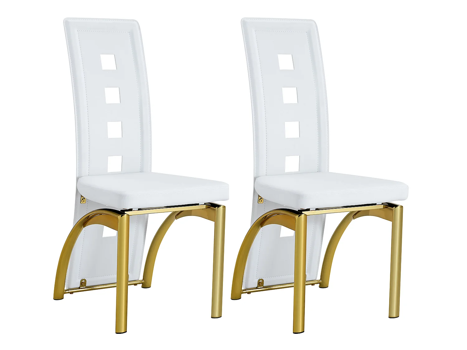 Set van 2 eetkamerstoelen met hoge geometrische rugleuning en metalen poten