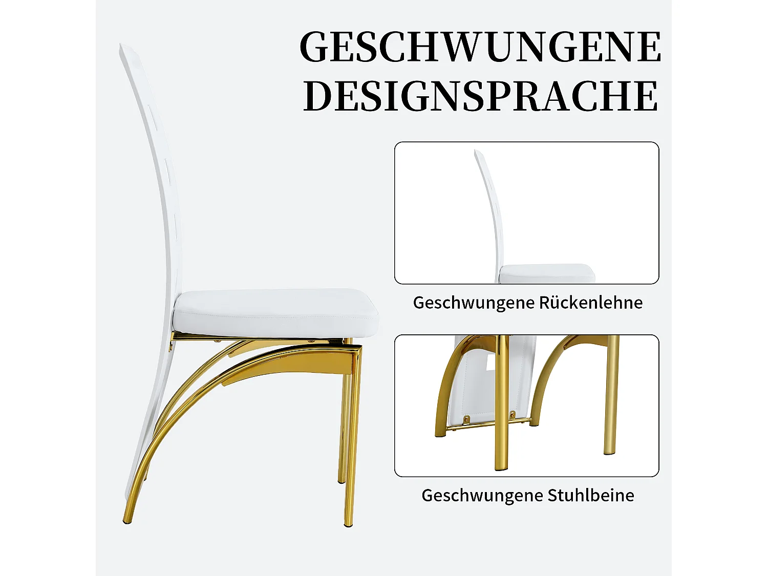 Set van 2 eetkamerstoelen met hoge geometrische rugleuning en metalen poten