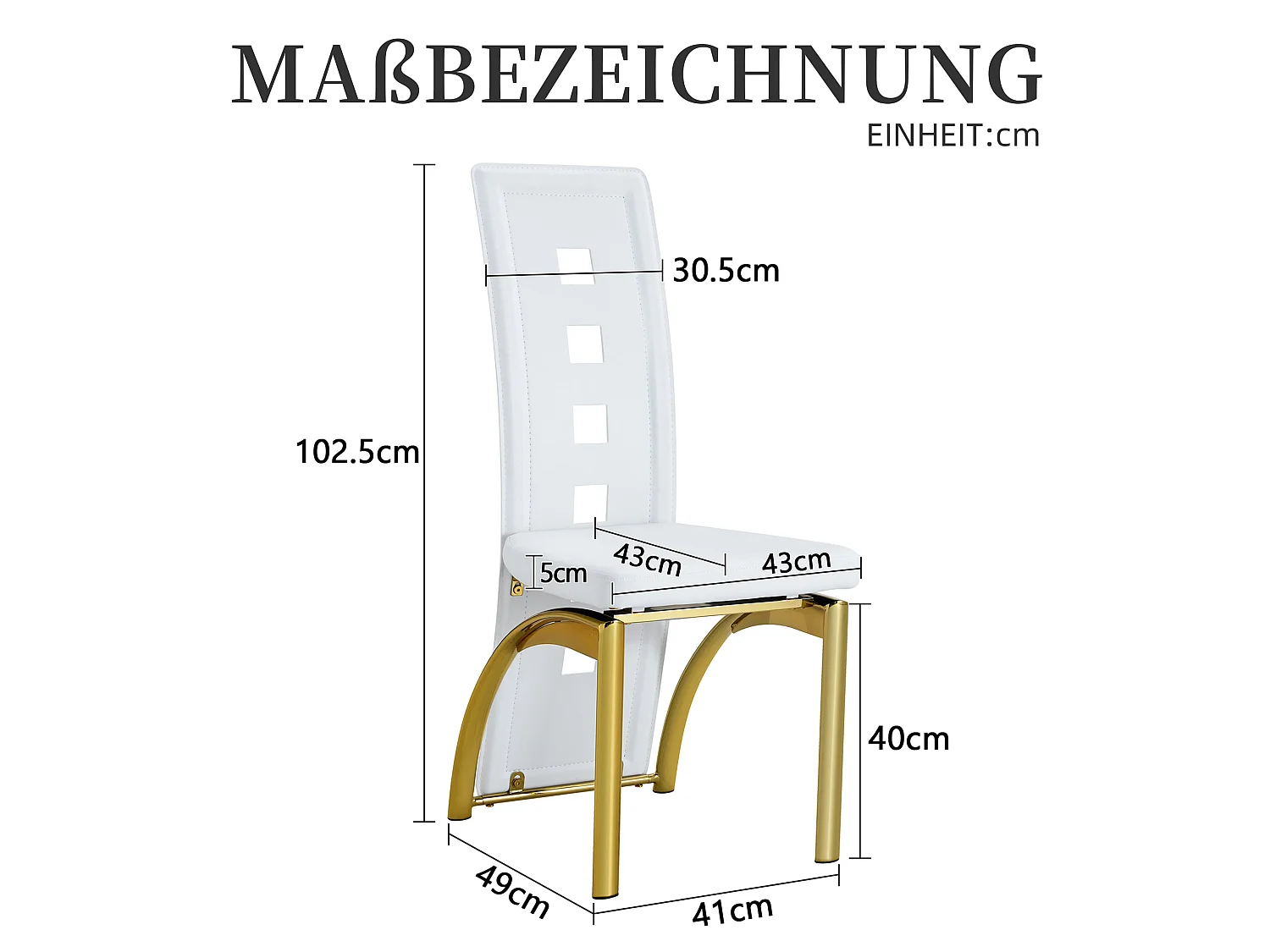 Set van 2 eetkamerstoelen met hoge geometrische rugleuning en metalen poten