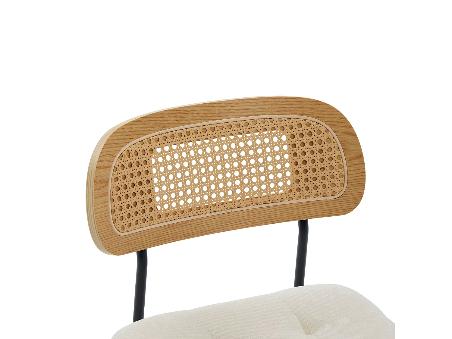 Set van 2 draaibare eetkamerstoelen met gevlochten rug en chenille zitting