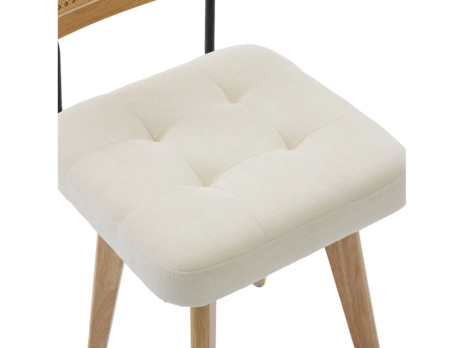 Set van 2 draaibare eetkamerstoelen met gevlochten rug en chenille zitting
